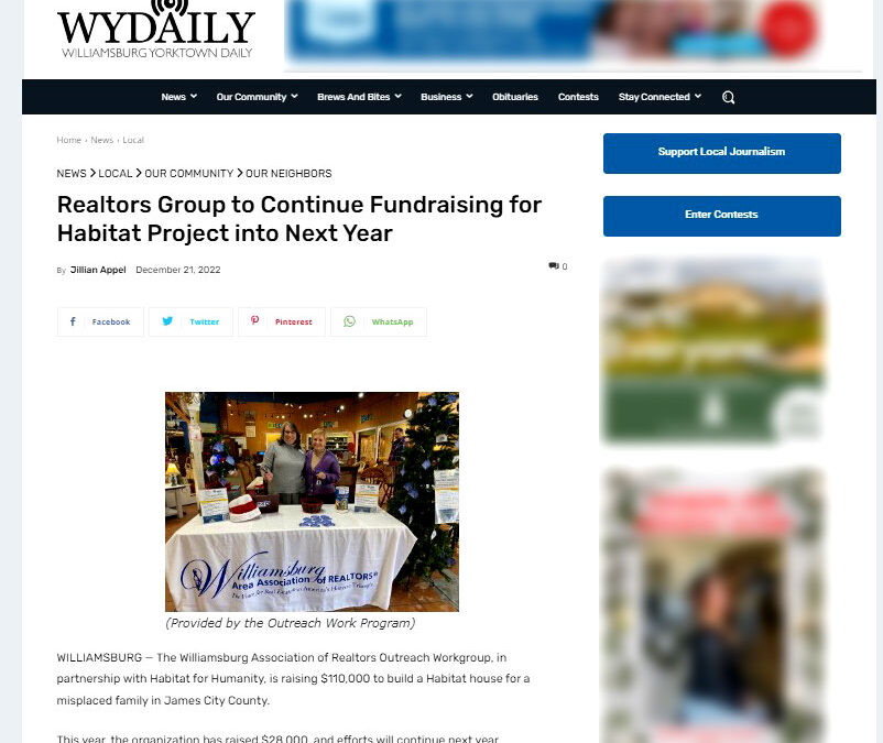 Williamsburg REALTORS®  on the front page of WYDAILY