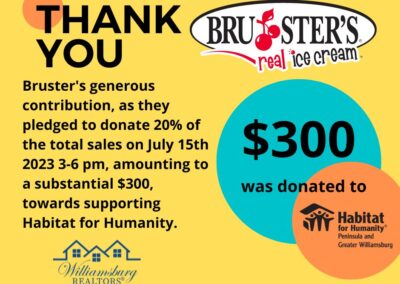 Bruster's contributed $300 towards HFH fundraiser