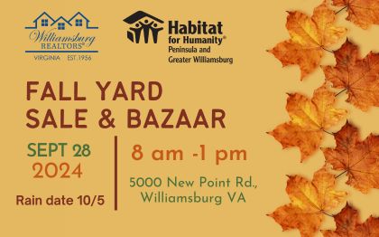 Fall Bazaar. Sept 28, 8am-1pm