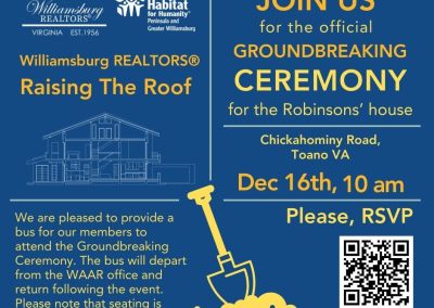 Williamsburg REALTORS® Celebrates Groundbreaking of Robinson Family Home