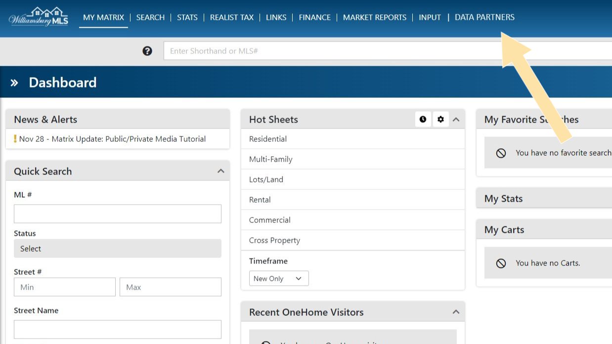 IntraMatrix is a feature within the WMLS Matrix System available at no extra cost to you. Beginning August 20, simply log into Matrix and click the top navigation item called “Data Partners” to access the Listing inventory from other MLSs.